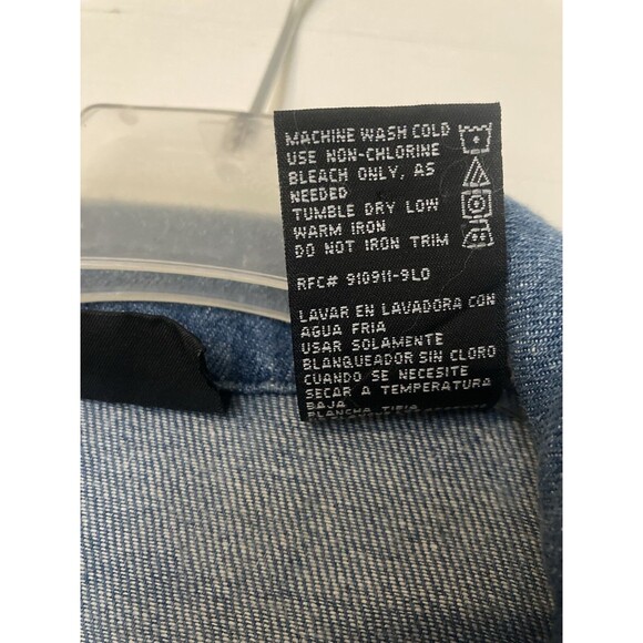 Vtg Y2K Denim Studded Jacket Rhinestones Blue Jean 1X Pockets OUT BROOK - Picture 11 of 11